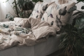 Pościel Lniana LINEN Druk 160x200 Wiązanka 03