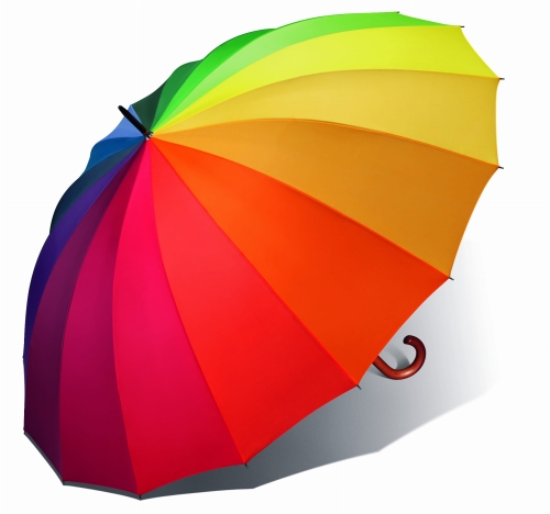 Parasol Happy Rain Długi Golf Tęczowy Rainbow Multikolor