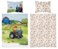 Komplet do łóżeczka 100x135 Kołdra + Pościel Bambusowa Traktorek Niebieski Farma