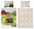 Komplet do łóżeczka 100x135 Kołdra + Pościel Bambusowa Traktorek Czerwony Farma 