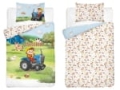 Komplet do łóżeczka 90x120 Kołdra + Pościel Bambusowa Traktorek Niebieski Farma