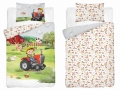 Komplet do łóżeczka 90x120 Kołdra + Pościel Bambusowa Traktorek Czerwony Farma 