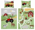 Komplet do łóżeczka 90x120 Kołdra + Pościel Bambusowa Traktorek Czerwony Farma 