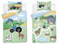 Komplet do łóżeczka 90x120 Kołdra + Pościel Bambusowa Traktorek Niebieski Farma 