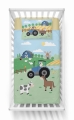 Komplet do łóżeczka 90x120 Kołdra + Pościel Bambusowa Traktorek Niebieski Farma 