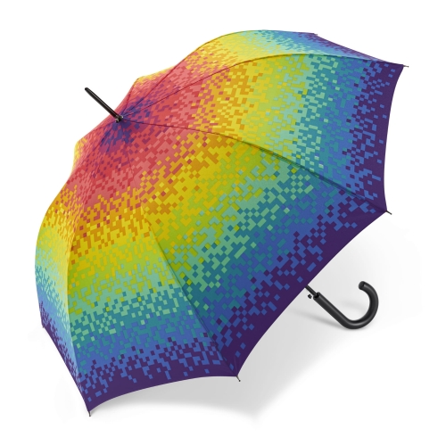 Parasol Happy Rain Long Długi Tęczowy Rainbow Multikolor z niebieskim