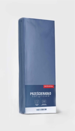 Prześcieradło Satynowe z gumką 90x200 Mikrowłókno  niebieski