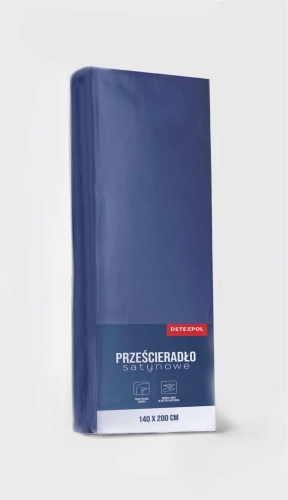 Prześcieradło Satynowe z gumką 120x200 Mikrowłókno granatowy