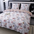 Pościel Satynowa 160x200cm Łąka Kwiaty Różowe