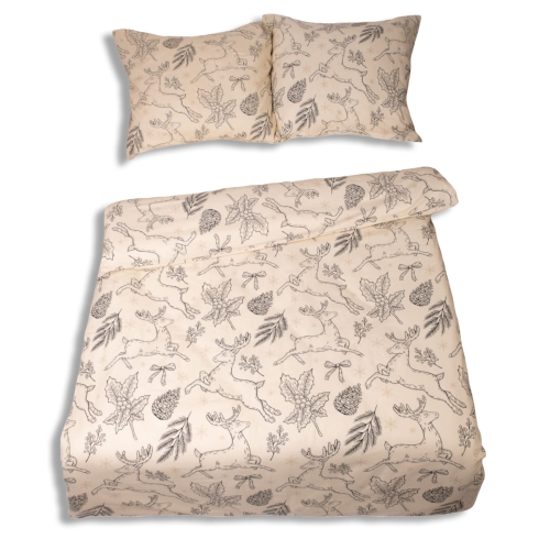 Pościel Flanelowa Świąteczna 140x200 F86 Renifery  