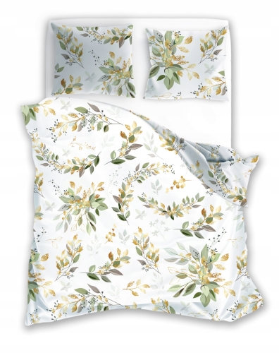 Pościel bawełniana 160x200 Flovery Kwietny Ogród Zielona