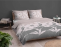 Pościel Flanelowa 220x200 Kwiaty Pudrowa Popielata  