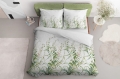 Pościel Bawełniana 220x200cm Liście Kwiaty Zielona  