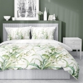 Pościel Bawełniana 220x200cm Liście Kwiaty Zielona  