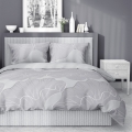 Pościel Bawełniana 220x200cm Kwiaty Popielata Szara