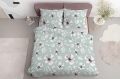Pościel 220x200 Satynowa Mikrofibra Kwiaty Miętowa