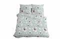 Pościel 220x200 Satynowa Mikrofibra Kwiaty Miętowa