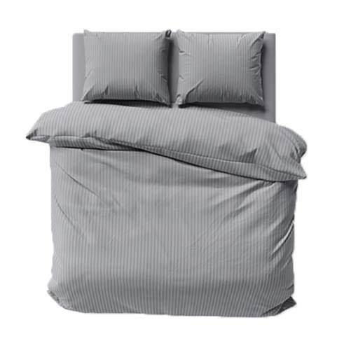 Pościel Satynowa 160x200 Gładka w Pasy Premium szary 
