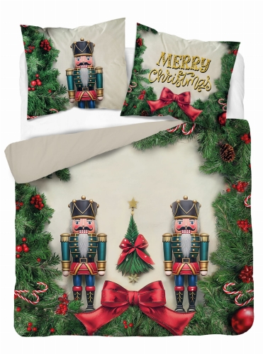 Pościel Świąteczna 160x200 Dziadki do Orzechów Świąteczne Holland MERRY CHRISTMAS   