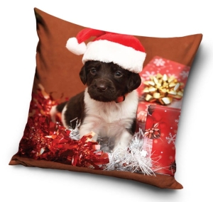 Poszewka świąteczna 40x40 Velvet Piesek
