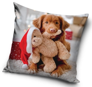Poszewka świąteczna 40x40 Velvet Piesek