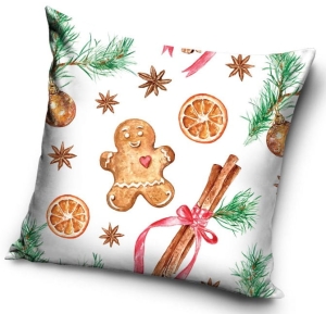 Poszewka świąteczna 40x40 Velvet Prezenty Piernikowy ludzik