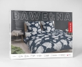 Pościel Bawełna 140x200 Kwiaty Liście Niebieska