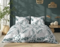 Pościel Bawełna 220x200 Kwiaty Liście Zielona