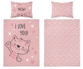 Komplet do łóżeczka 90x120 Kołdra + Pościel Kotek Różowy
