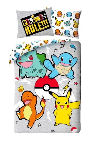 Pościel Młodzieżowa 140X200 Pokemony Pikaczu Mikrofibra  
