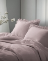 Pościel Bawełniana z falbanką 220x200 3 cżęściowa Różowa Pudrowa 