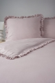Pościel Bawełniana z falbanką 220x200 3 cżęściowa Różowa Pudrowa 