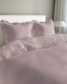 Pościel Bawełniana z falbanką 220x200 3 cżęściowa Różowa Pudrowa 