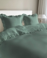 Pościel Bawełniana z falbanką 220x200 3 cżęściowa Miętowa Zielona