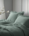 Pościel Bawełniana z falbanką 220x200 3 cżęściowa Miętowa Zielona