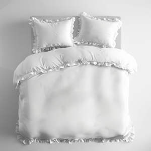 Pościel Bawełniana z falbanką 220x200 3 cżęściowa Biała White