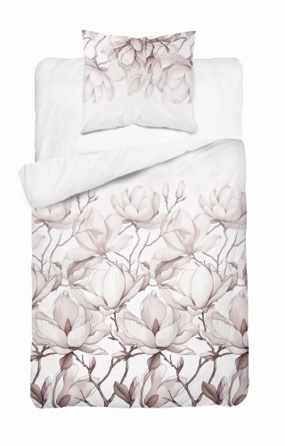 Pościel Satynowa 140x200 Magnolia Kwiaty magnolii 