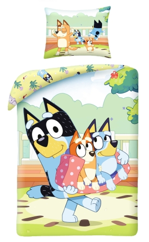 Pościel bawełniana 140x200 Bluey Niebieski Piesek HIT