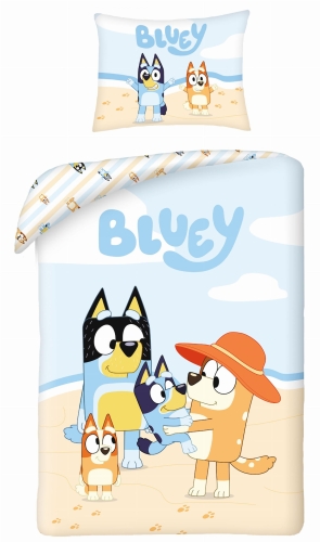 Pościel bawełniana 140x200 Bluey Niebieski Piesek Wakacyjny HIT