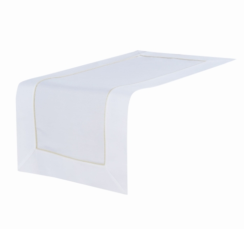 Obrus Bieżnik 50x100 biały Gold Zdobiony Złotą Żyłką