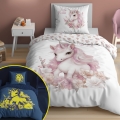 Pościel Świecąca w ciemności 160x200 Jednorożec w kwiatach Unicorn