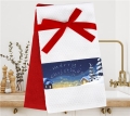 Komplet ścierek Świątecznych kuchennych 2szt Merry Christmas biały niebieski Greno Bawełna 