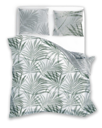 Pościel Satynowa 140x200 Milagro Liście Kwiaty Miętowa